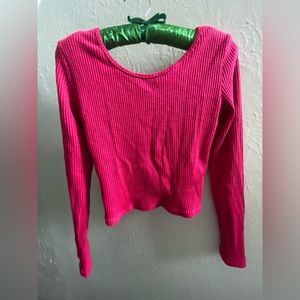 Just CC Woman Hot Pink Ribbed Crop Top with Shoulder Pads